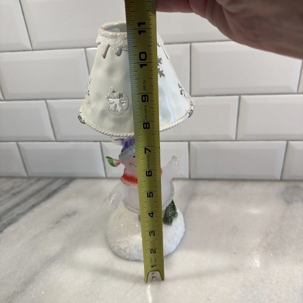Vintage * Ice Skating Snowman Votive Tea Light Lamp Style * Frosted  Glass 001